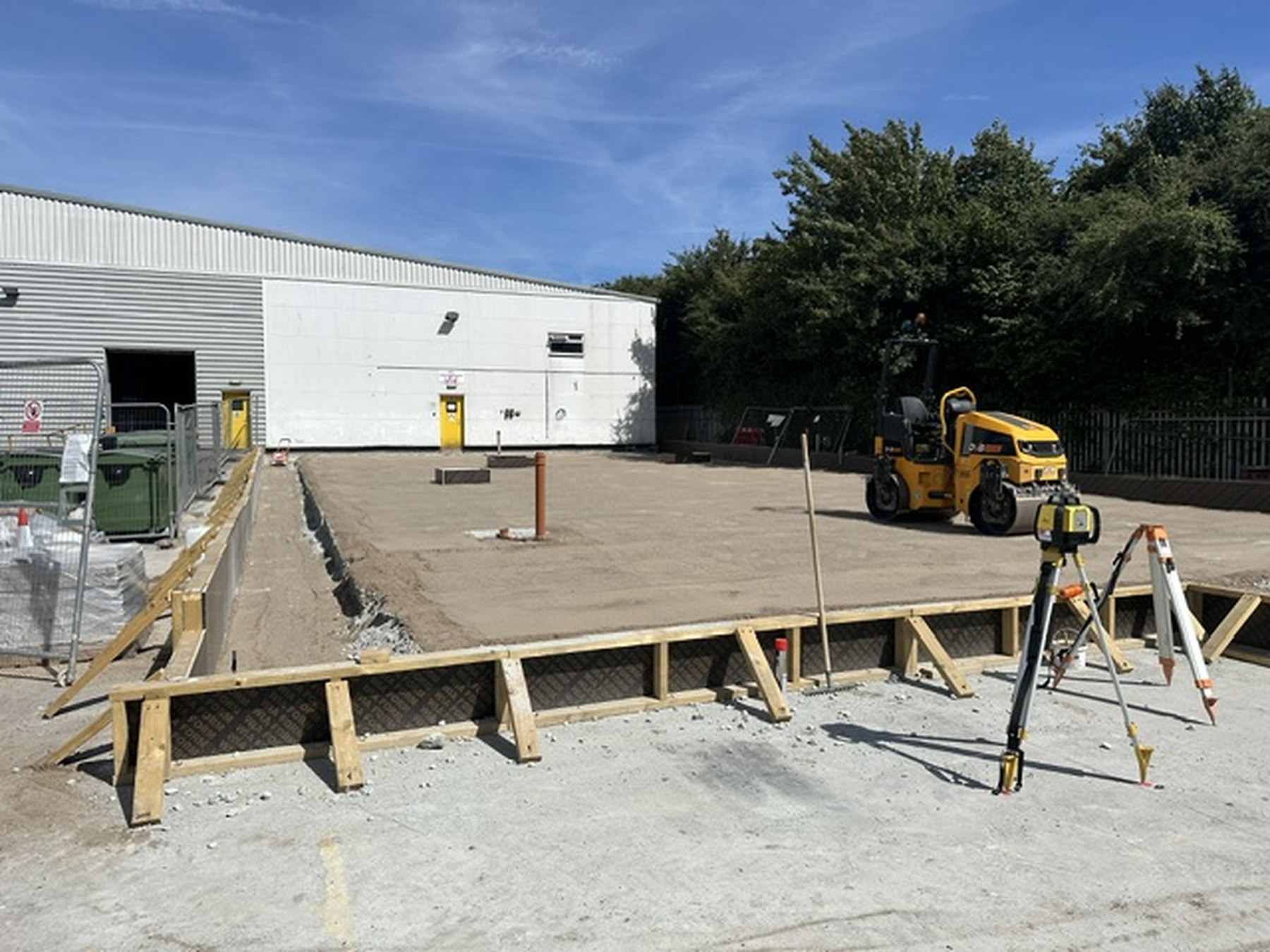 Ground preparation, setting-out equipment and roller at the Hull manufacturing facility
